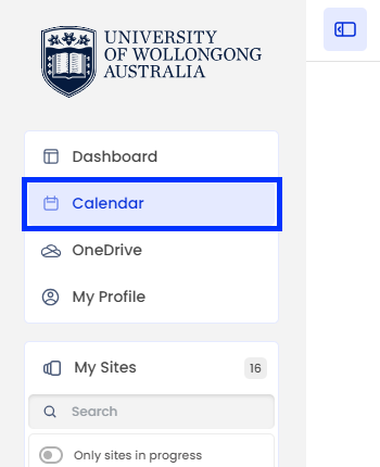 Calendar - My platform menu